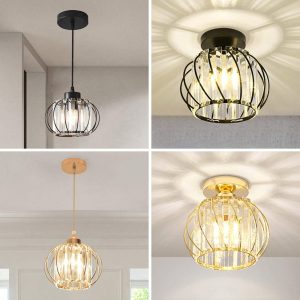 YHTlaeh 1 Pack Industrial Semi Flush Mount Ceiling Light Fixture, Modern Black Chandelier Lighting, Farmhouse Sputnik Ceiling Lamp, E26/E27 Base Pendant Lights For Bedroom Living Room Entryway Multicolor