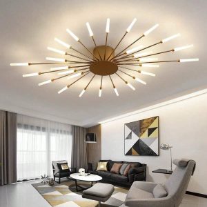 BOBORAT Ceiling Light Modern Flower Shape Ceiling Lamp For Living Room Bedroom Flush Mount Metal Acrylic Sputnik Firework Petal LED Lighting Fixture Multicolor