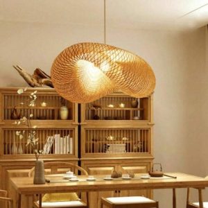 CNCEST Woven Bamboo Pendant Lighting Fixtures, Bamboo Wicker Rattan Shade Pendant Light Fixture, Bird Nest Lamp Shade Ceiling Hanging Light Vintage Hanging Ceiling Lamp For Dining Room BarBest Gift For Family&Friends Khaki