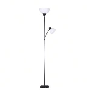 72" Combination Floor Lamp With 100W Main Light And 60W Reading Light ?C Adjustable Gooseneck And Modern Design (Bulbs Not Included) Black