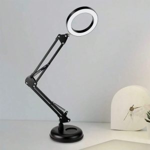 DLLT Dimmable Swing Arm Desk Lamp With Clamp, 68 LED Flexible Architect, 3 Colors 10 Brightness, Adjustable, Multi-Joint Table Lamp For Study, Office, Computer, Art, Work Lighting US A Type Plug(110-127V)