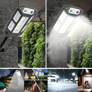 Ultra Bright 6500K Solar Wall Light with Motion Sensor, 3 Lighting Modes for Garden & Courtyard