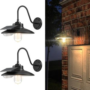 Solar Wall Lights Outdoor with 3 Lighting Modes & Motion Sensor, Solar Barn Light Waterproof, Wall Mount Solar Wall Light Decor for Barn, Wall, Porch, Farmhouse